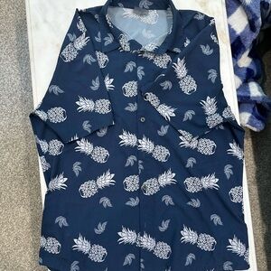 Puma Dark Blue Golf Shirt with White Pineapple Design
